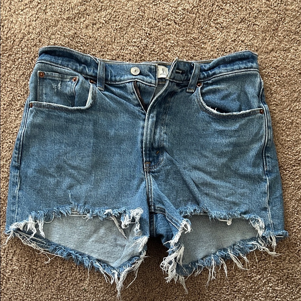 Abercrombie & Fitch Blue Frayed Jean Shorts